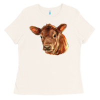 Bone red angus calf face Ladies Tee - LillyAllenDesigns