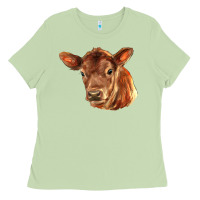 Matcha red angus calf face Ladies Tee - LillyAllenDesigns