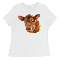 White red angus calf face Ladies Tee - LillyAllenDesigns