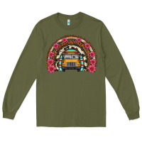 Army Green school bus leopard cowhide rainbow Long Sleeve Tee - Artiststas