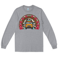 Heather Grey school bus leopard cowhide rainbow Long Sleeve Tee - Artiststas