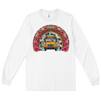 School Bus Leopard Cowhide Rainbow Long Sleeve Tee | Teevron