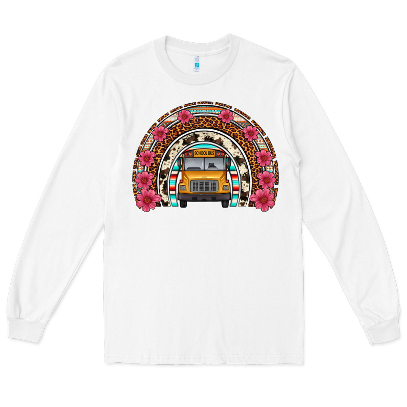 School Bus Leopard Cowhide Rainbow Long Sleeve Tee by Artiststas | Teevron