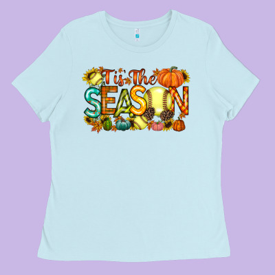 Tis The Season Softball Ladies Tee Designed By Racoondesign
