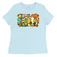 Baby Blue tis the season softball Ladies Tee - RacoonDesign