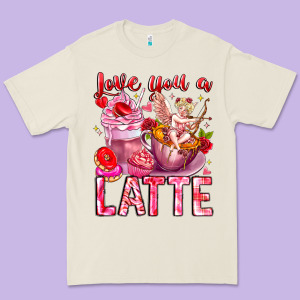 Love You Latte Valentine Cupid Premium Tee Designed By Cowhidedigitalart
