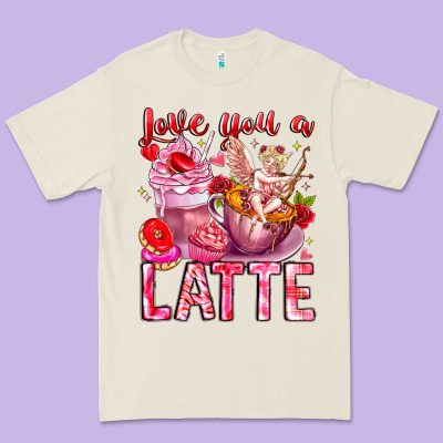 Love You Latte Valentine Cupid Premium Tee Designed By Cowhidedigitalart