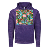 Cloud Purple flamingos with leaves Vintage Hoodie - BarkalooDesign