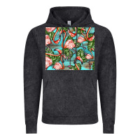 Vintage Black flamingos with leaves Vintage Hoodie - BarkalooDesign