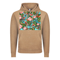 Vintage Coffee flamingos with leaves Vintage Hoodie - BarkalooDesign