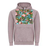 Vintage Zinc flamingos with leaves Vintage Hoodie - BarkalooDesign