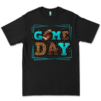Black Game day American Football leopard frame Premium Tee - LillyAllenDesigns