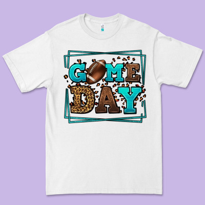 Game Day American Football Leopard Frame Premium Tee Designed By Lillyallendesigns