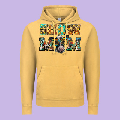 Show Mom Baby Cow Vintage Hoodie Designed By Barkaloodesign