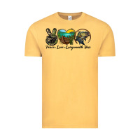 Vintage Mustard peace love largemouth bass Vintage Tee - LillyAllenDesigns