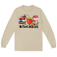 Mushroom teacher life with books  pen and coffee Long Sleeve Tee - Artiststas