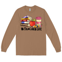 Toasted Coconut teacher life with books  pen and coffee Long Sleeve Tee - Artiststas