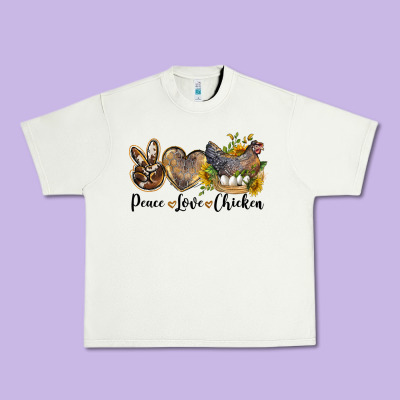 Peace Love Chicken Urban Heavy Tee Designed By Lillyallendesigns