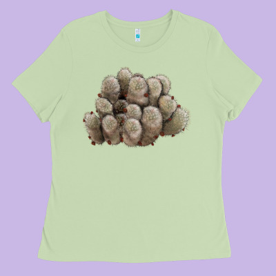 Brown Flowered Cactus Ladies Tee Designed By Lillyallendesigns