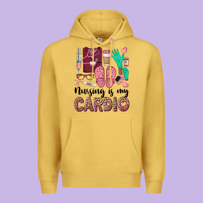 Nursing Is My Cardio Premium Hoodie Designed By Barkaloodesign