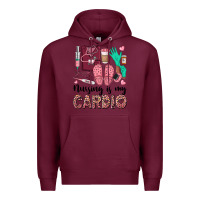 Burgundy nursing is my cardio Premium Hoodie - BarkalooDesign