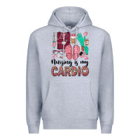 Heather Grey nursing is my cardio Premium Hoodie - BarkalooDesign