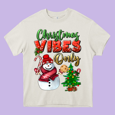 Christmas Vibes Only Heavy Core Tee Designed By Bundleandbundleshop