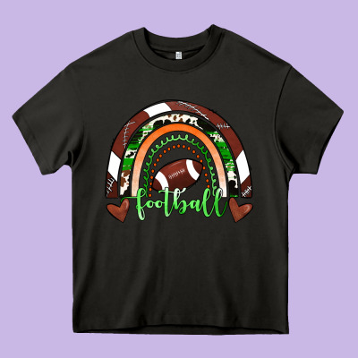 Football Rainbow Heavy Core Tee Designed By Ranaportraitstore