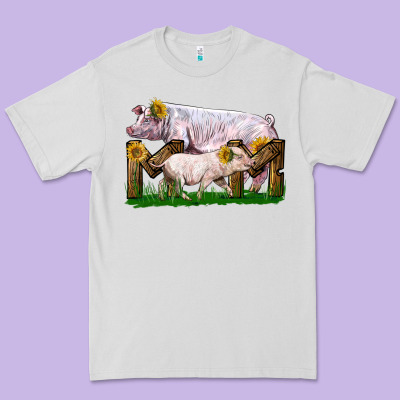 Mom With White Chester Pig And Baby Pig Premium Tee Designed By Lillyallendesigns