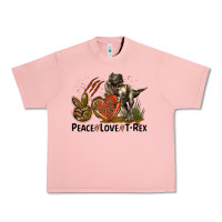 Salmon Peace Love T Rex Urban Heavy Tee - LillyAllenDesigns