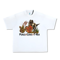 White Peace Love T Rex Urban Heavy Tee - LillyAllenDesigns