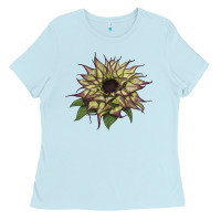 Baby Blue sun   fill purple sunflower Ladies Tee - LillyAllenDesigns