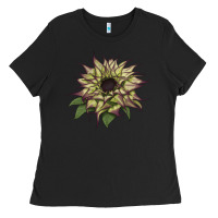 Black sun   fill purple sunflower Ladies Tee - LillyAllenDesigns