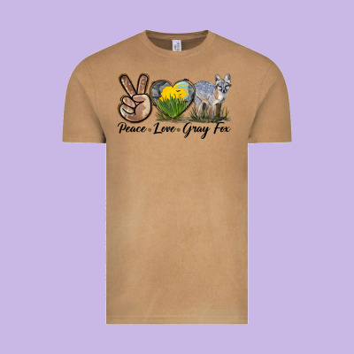 Peace Love Gray Fox Vintage Tee Designed By Lillyallendesigns