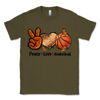 Army Green Peace Love Basketball Classic Tee - FaDigitalArtStudio