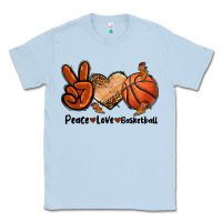 Dusty Blue Peace Love Basketball Classic Tee - FaDigitalArtStudio