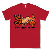 Red Peace Love Basketball Classic Tee - FaDigitalArtStudio