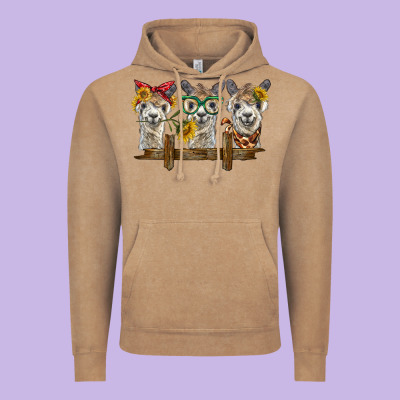 3 Alpacas Vintage Hoodie Designed By Barkaloodesign
