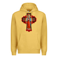 Antique Gold lady of guadalupe rose cross, Premium Hoodie - BarkalooDesign