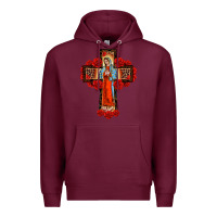 Burgundy lady of guadalupe rose cross, Premium Hoodie - BarkalooDesign