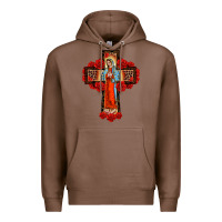 Chestnut lady of guadalupe rose cross, Premium Hoodie - BarkalooDesign