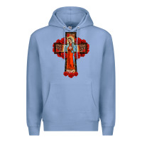 Colony Blue lady of guadalupe rose cross, Premium Hoodie - BarkalooDesign