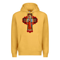 Mustard lady of guadalupe rose cross, Premium Hoodie - BarkalooDesign