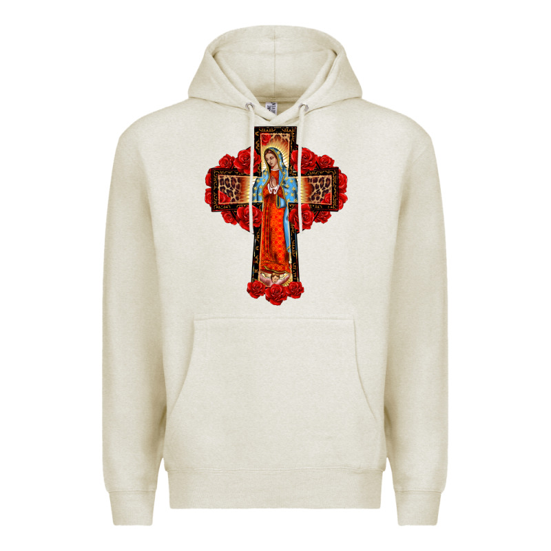 Lady Of Guadalupe Rose Cross, Premium Hoodie by BarkalooDesign | Teevron