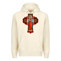 Sandshell lady of guadalupe rose cross, Premium Hoodie - BarkalooDesign