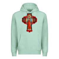 Seafoam lady of guadalupe rose cross, Premium Hoodie - BarkalooDesign