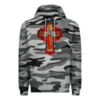 Slate Camo lady of guadalupe rose cross, Premium Hoodie - BarkalooDesign
