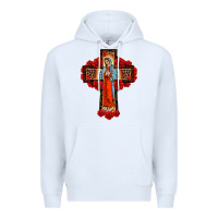 White lady of guadalupe rose cross, Premium Hoodie - BarkalooDesign