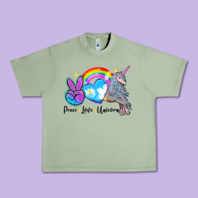 Peace Love Unicorn Urban Heavy Tee Designed By Lillyallendesigns