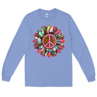 Colony Blue sunflower and tie dye with peace sign Long Sleeve Tee - Artiststas